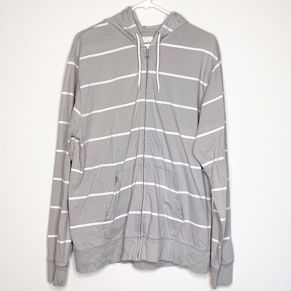 Old Navy gray striped zip up sweater